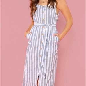 Blue and white dress